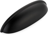 10 Pack 5" Matte Black Cup Drawer Pulls, Kitchen Cabinet Handles, 5 Inch (128 mm) Hole Center