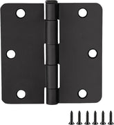 10-Pack 3.5-Inch x 3.5-Inch Interior Door Hinges with 1/4-Inch Radius, Matte Black, Heavy Duty Steel Construction