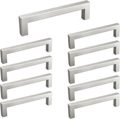 10 Pack 5 Inch Brushed Nickel Cabinet Pulls Cabinet Handles Square Door Handles Modern Dresser Drawer Stainless Steel