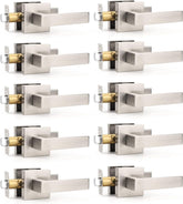 10 Pack Brushed Nickel Passage Door Levers Interior Door Handles, Heavy Duty Closet Hallway Door Knobs