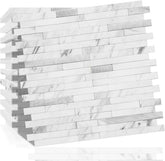 10-Sheet Peel and Stick Backsplash Tile, Faux White Marble Look PVC Mixed Metal Stick on Backsplash , 9.4 sq.ft