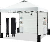 10'x10' Pop Up Canopy Tent with 1 Sidewall and 6 Pockets, One Push Setup, Instant Shade Tent with Vented Roof Case