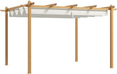10' x 10' Retractable Pergola Canopy, Wood Grain Aluminum Pergola, Outdoor Sun Shade Shelter for Grill, Garden, Patio