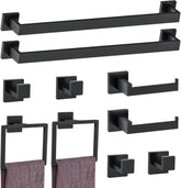 10-Piece Matte Black Bathroom Hardware Accessories Set Black Towel Bar Set Towel Holder Set Stainless Steel