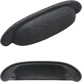 10 Pack Rustic Cup Pulls Black Iron 3-3/4 Inch (96mm) Hole Center Vintage Farmhouse Solid Core Kitchen Cabinet Pulls