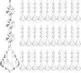 100 Pcs Hanging Crystals for Centerpieces Acrylic Chandelier Garland Beads Strands Prism Decorations Clear Teardrop