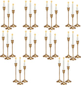 10 Sets Candle Holder Brass Gold Candlestick Holders -Vintage Modern Metal Taper Candle Holders, Decorative