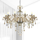 10-Light Crystal Chandelier Cognac/Champagne Modern Chandelier K9 Crystal Candle Pendant Ceiling Lighting Fixture, Chandeliers for Dining Room Home DŽcor