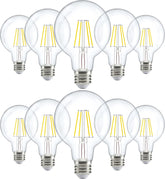 10 Pack G25 Globe Light Bulbs LED Edison Vanity Light Bulbs, CRI90, 2700K Soft White, Dimmable, 5W=60W, Clear Vintage