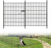 10 Panels No Dig Decorative Outdoor Garden Fence with Gate, 32in (H) x 23.6ft (L) Rustproof Metal Wire Rabbit Dog