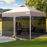 10'x10' Pop up Screened Canopy Tent with Mosquito Netting, Portable Easy up Outdoor Screen House Shelter and Picnic