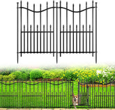 10 Panels No Dig Decorative Garden Fence with Gate, 24in(H) × 22ft(L) Heavy-Duty Rustproof Metal Panels, Outdoor Dog