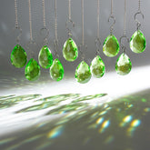 10 Pcs Green Crystal Bauhinia Suncatcher Prisms Chandelier Window Decor - Green Crystal Bauhinia Prisms Suncatcher