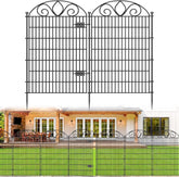 10 Panels No Dig Tall Garden Fence with Gate - 48" H X 26.25' L Rustproof Metal Dog Fence Outdoor for Yard