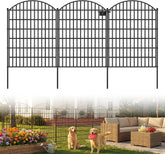 10 Panels Arched No Dig Decorative Garden Fence with Gate, 40in(H) x 25.0ft(L) Dog Fence Outdoor for Yard, Rustproof