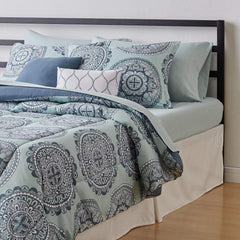 10-Piece Bed-in-a-Bag Comforter Set, Soft, Lightweight Microfiber, Full/Queen, Sea Foam Medallion