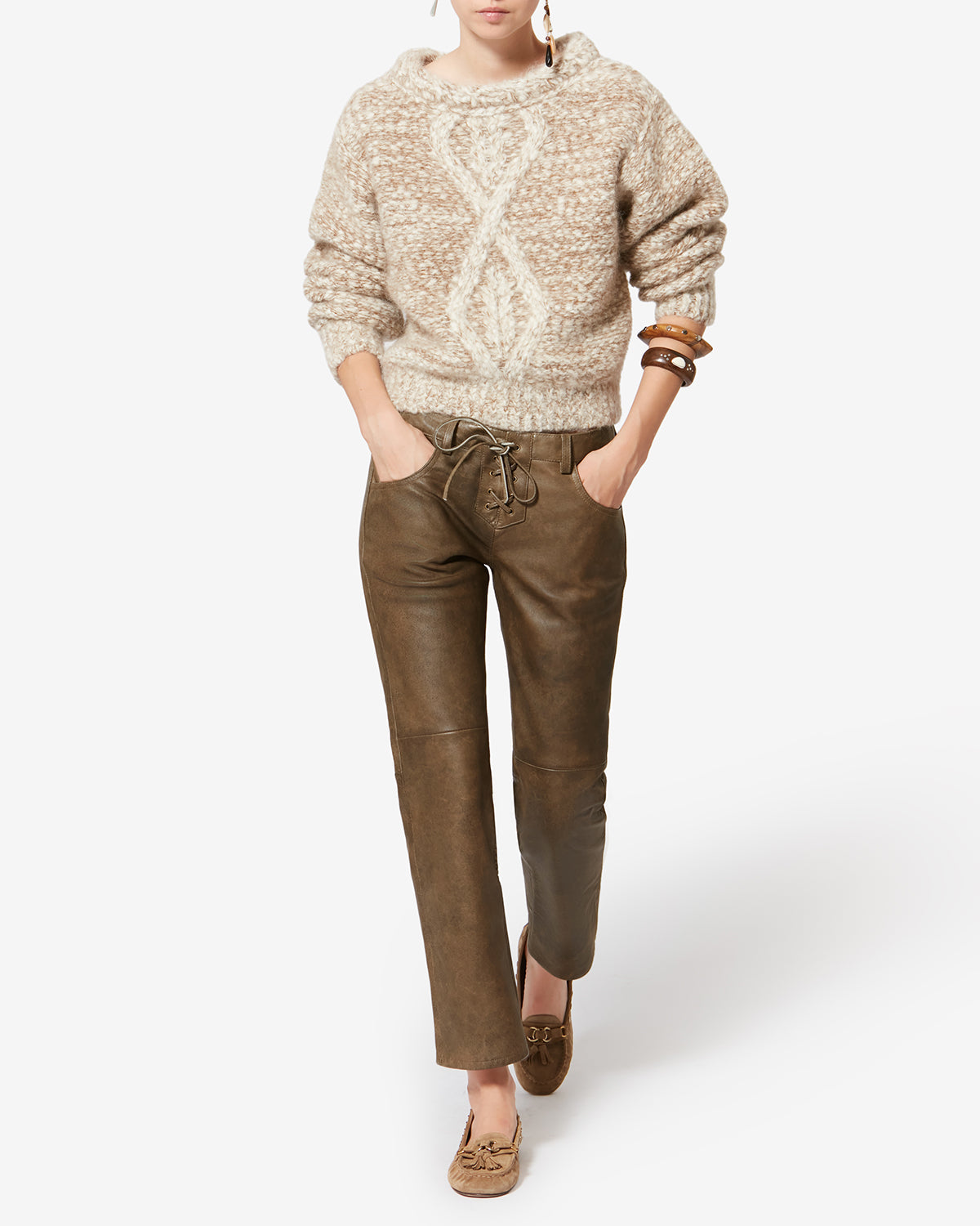 PANTALON VANEL EN CUIR D'AGNEAU