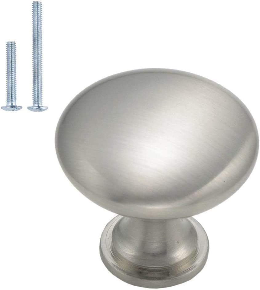10 Pack Brushed Nickel Cabinet Knobs, Single Hole Dresser Pulls, Satin Nickel Knobs, Drawer Knobs, Silver Hardware for Door, Kitchen and Drawer
