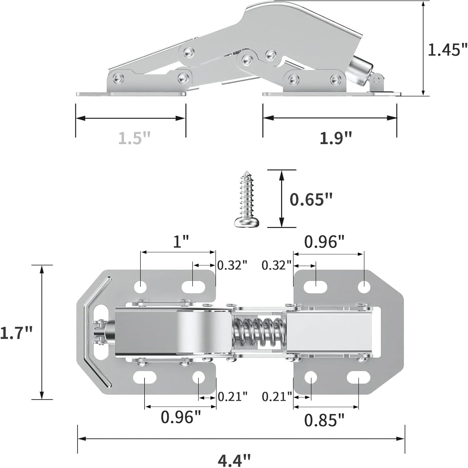 10 Pack 90 Degree Soft Close Surface Mount Spring Hinges, Easy Installation No Pre-drilled, Noiseless Frameless Hidden