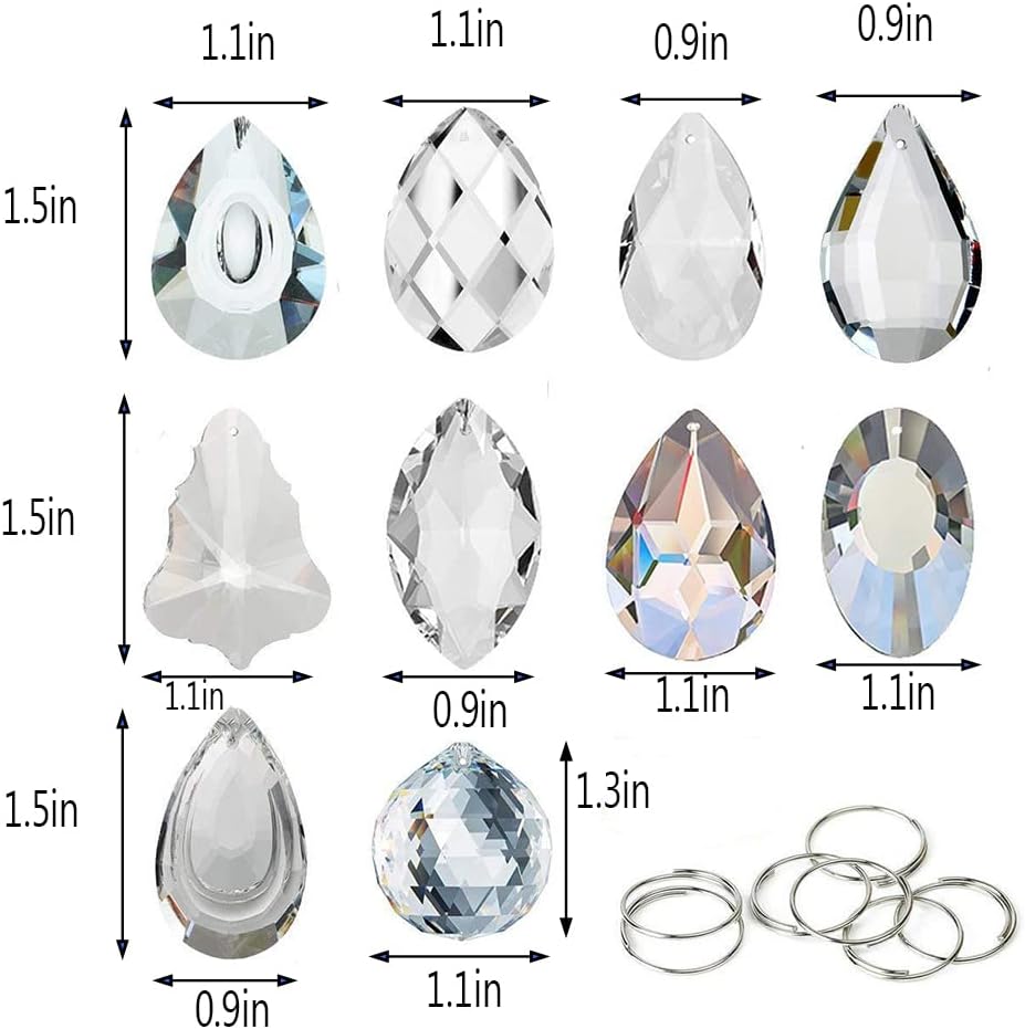 10 Pack Crystal Sun Catcher Prisms, Chandelier Crystals Pendant Replacement - Clear Suncatchers for Window Hanging
