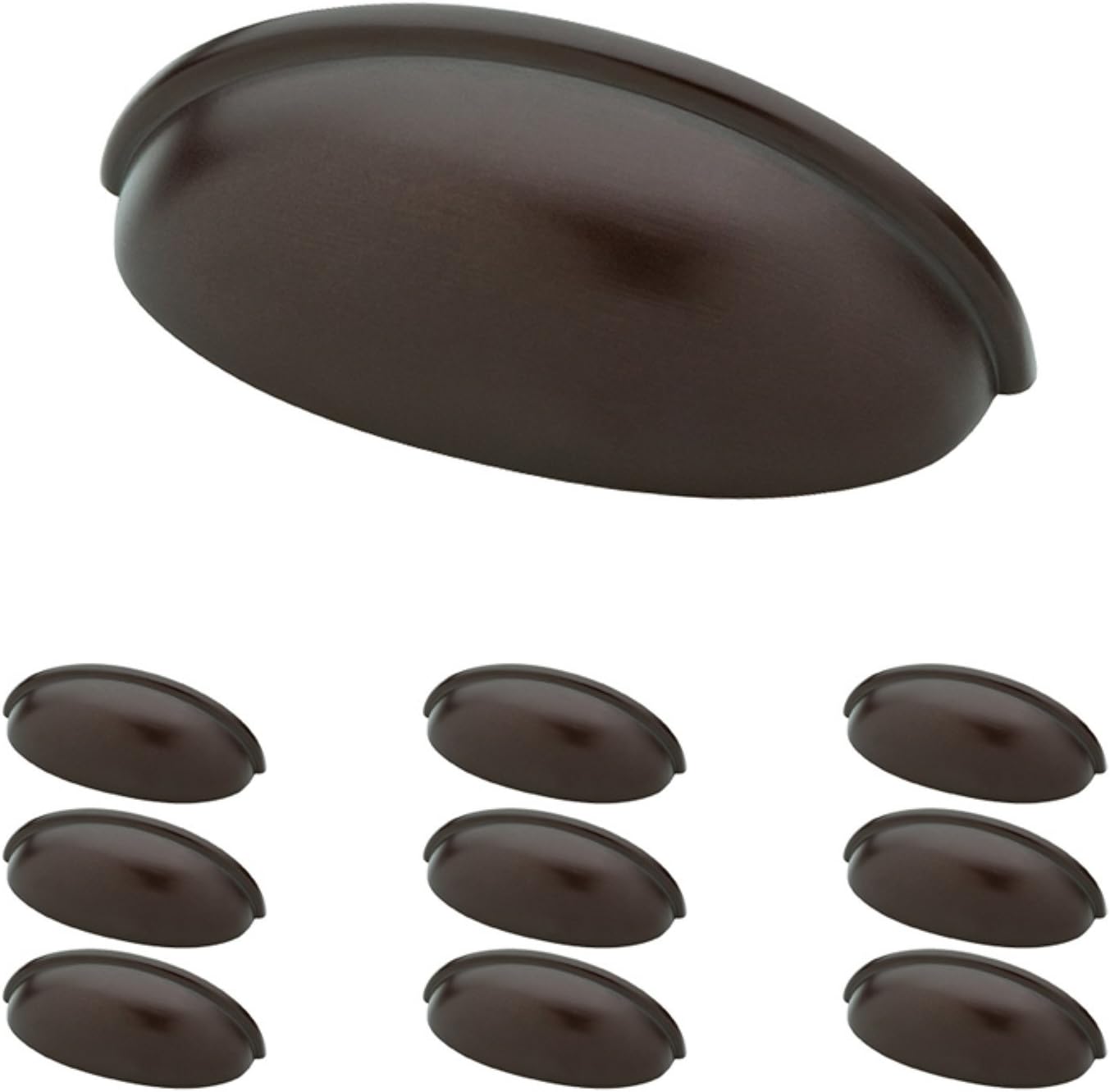 10 Pack Brushed Nickel Cabinet Handles 3 inch (76mm) Kitchen Cabinet Handles and Drawer Pulls for Cupboards and Dressers | Cup Pull