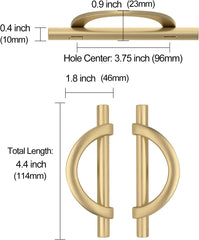 10 Pack 3.75 Inch Brushed Gold Kitchen Cabinet Handles - Half Moon Pulls for Cabinets, Drawers, Dressers - Hardware