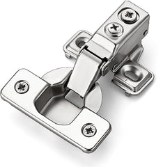 10 Pack 5 Pairs Short Arm Kitchen Cabinet Hinges for 1/2 Inch Overlay Cabinet, Brushed Nickel 105 Degree Opening Angle