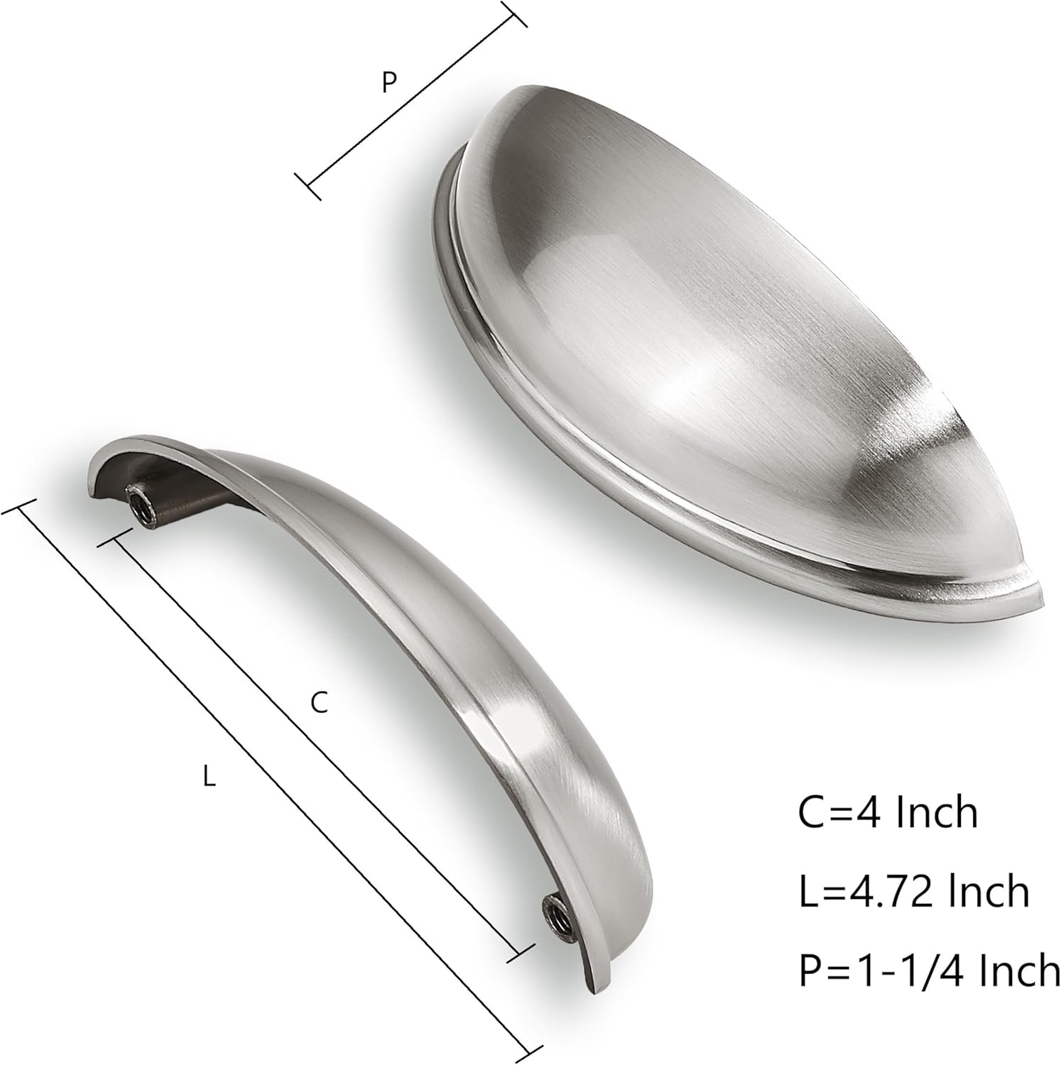10 Pack 4" Drawer Pulls Brushed Satin Nickel Cabinet Cup Pulls Kitchen Hardware Cabinet Handles Drawer Handles Knobs 4